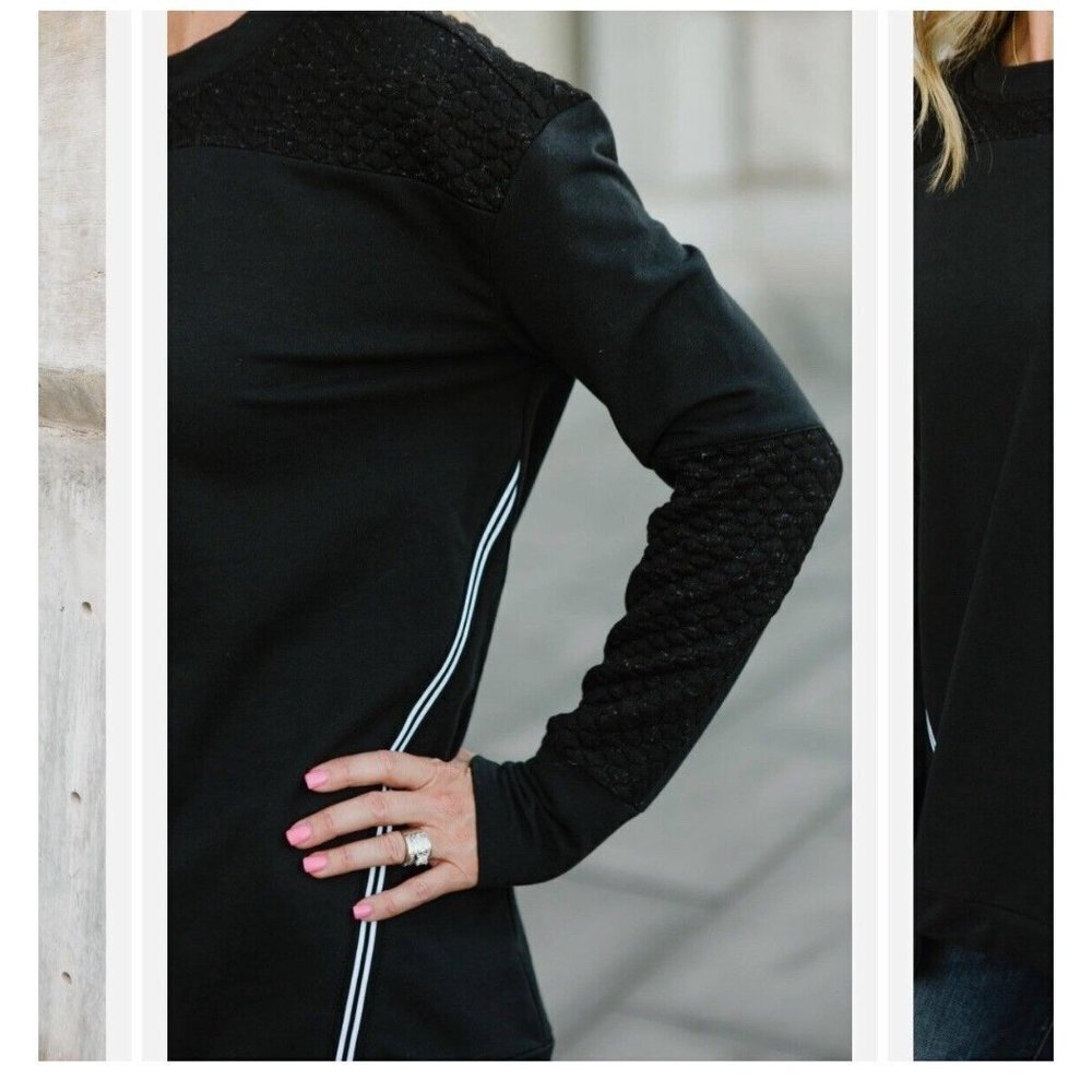 Lysse Devoe Sweatshirt Women’s Size 3X Black Cozy Oversized Quilted Jersey New - Picture 4 of 11